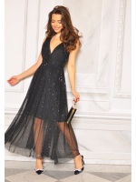 Sukienka maxi na grubszych ramiączkach zdobiona delikatnym brokatem.Model: IP-9855