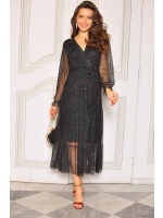 SUKIENKA Z DŁUGIM REKAWEM W KOLORZE CZARNYM O DŁUGOŚCI 7/8. IP-9857