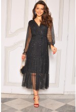 SUKIENKA Z DŁUGIM REKAWEM W KOLORZE CZARNYM O DŁUGOŚCI 7/8. IP-9857