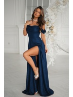 SUKIENKA MAXI W KOLORZE GRANATOWYM Z OPADAJĄCYMI RĘKAWKAMI.MODEL: BC-9859