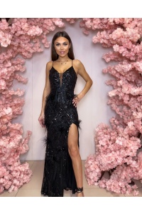 WIECZOROWA SUKIENKA MAXI W KOLORZE CZARNYM. MODEL: PW-9863