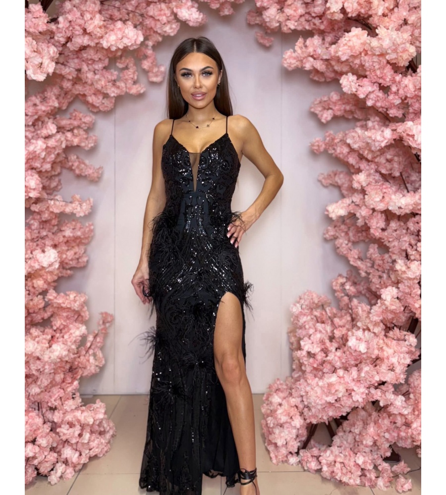 WIECZOROWA SUKIENKA MAXI W KOLORZE CZARNYM. MODEL: PW-9863