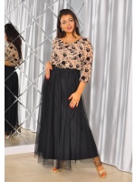 SUKIENKA MAXI W KOLORZE BEŻOWO-CZARNYM. MODEL: TR-9872