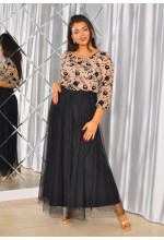 SUKIENKA MAXI W KOLORZE BEŻOWO-CZARNYM. MODEL: TR-9872