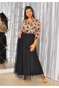 SUKIENKA MAXI W KOLORZE BEŻOWO-CZARNYM. MODEL: TR-9872