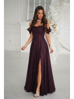 SUKIENKA MAXI W KOLORZE BURGUNDOWYM Z OPADAJĄCYMI RĘKAWKAMI.MODEL: BC-9877